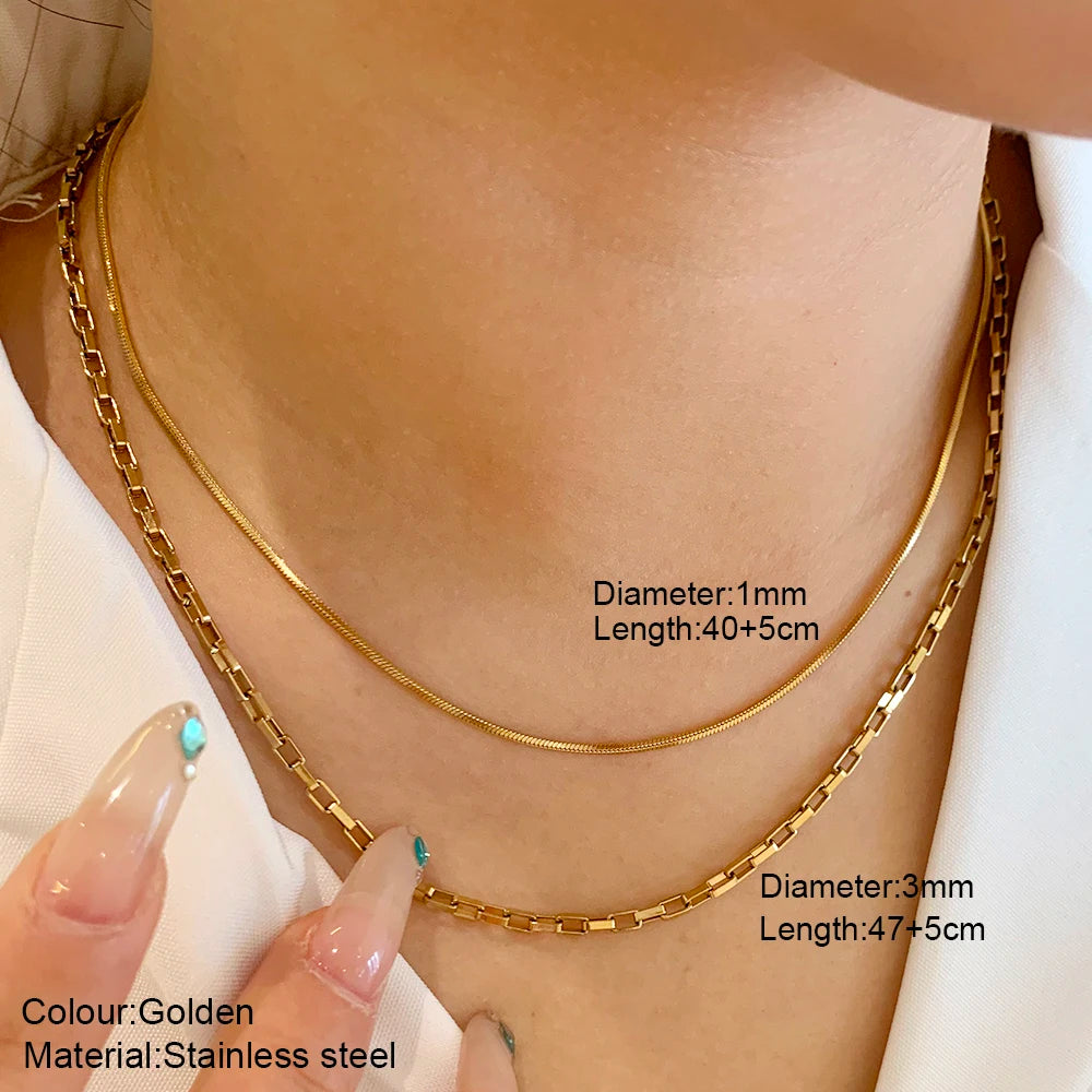 Nouveau 2025 acier inoxydable Double couche empilable chaîne collier femmes femme tour de cou bijoux collier pour les femmes