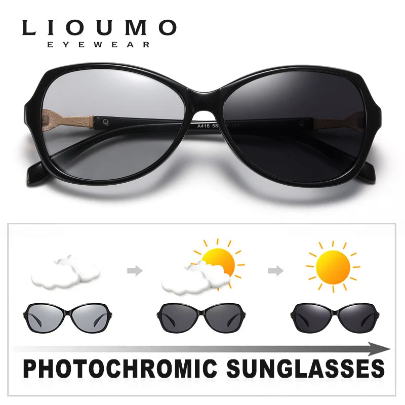 LIOUMO – lunettes de soleil élégantes en cristal pour femmes, polarisées, photochromiques, de luxe, effet caméléon, lunette de soleil femme