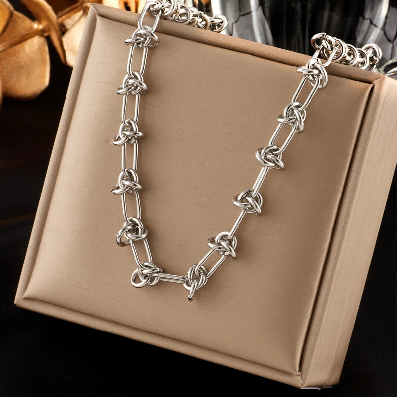 DIEYURO 316L acier inoxydable or argent couleur torsion noeud collier Bracelets pour femme fille nouvelle mode ne se décolore pas ensemble de bijoux