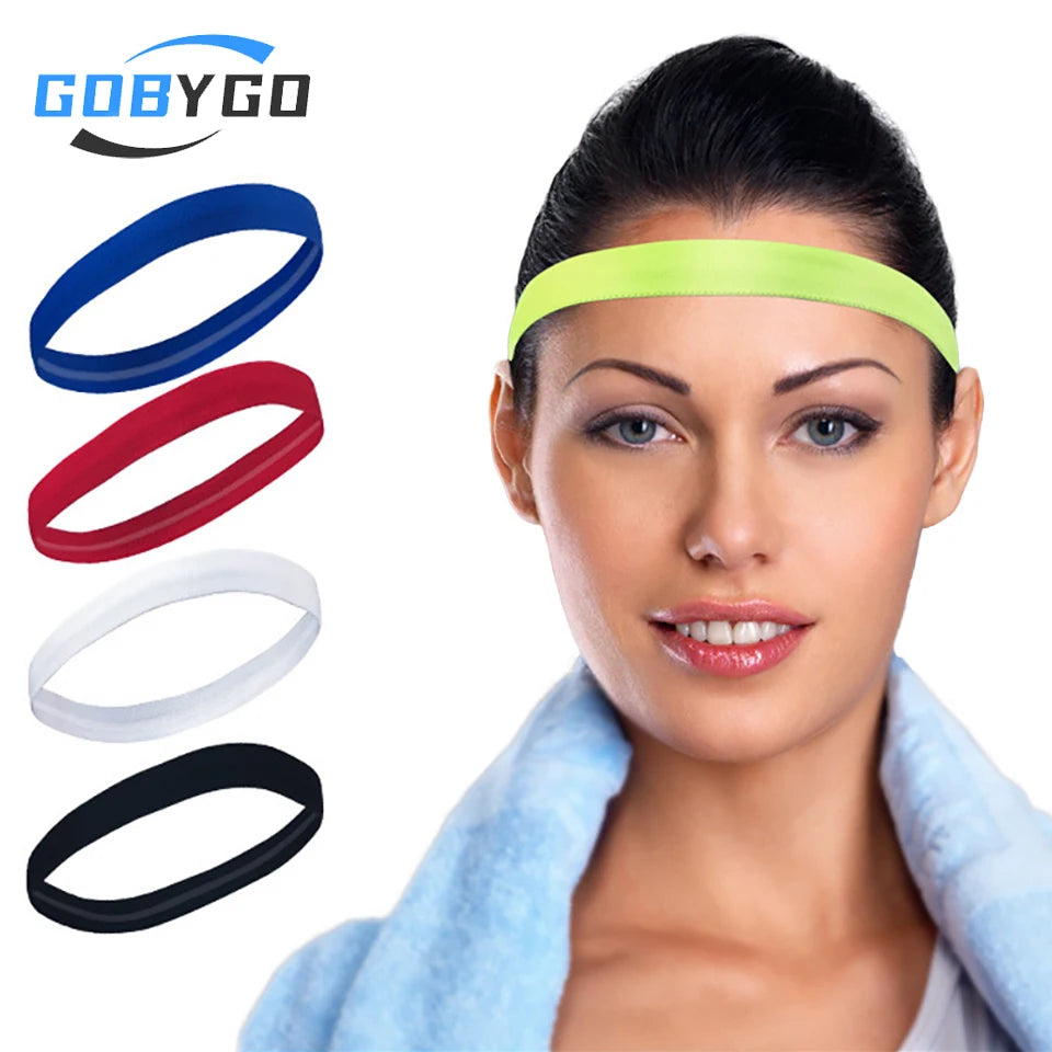 GOBYGO – ceinture anti-transpirante de Sport extensible, bandeau antidérapant en Silicone, Fitness en plein air, course à pied, Yoga, basket-ball, absorbant la sueur