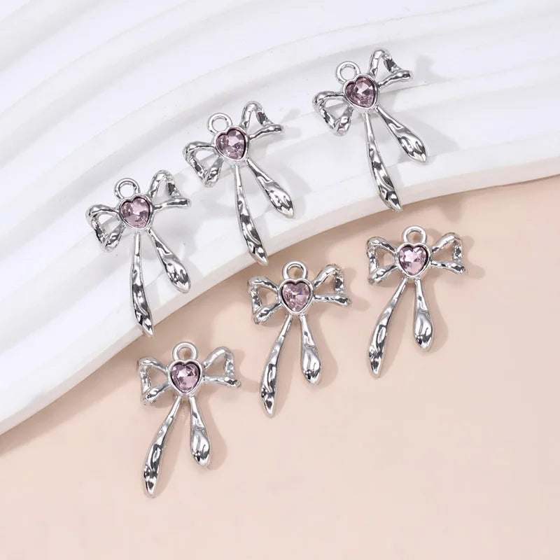 Breloques en forme de cœur en émail rose, pendentifs de Style Y2K pour la fabrication de bricolage, accessoires de collier faits à la main, bijoux, 10 pièces