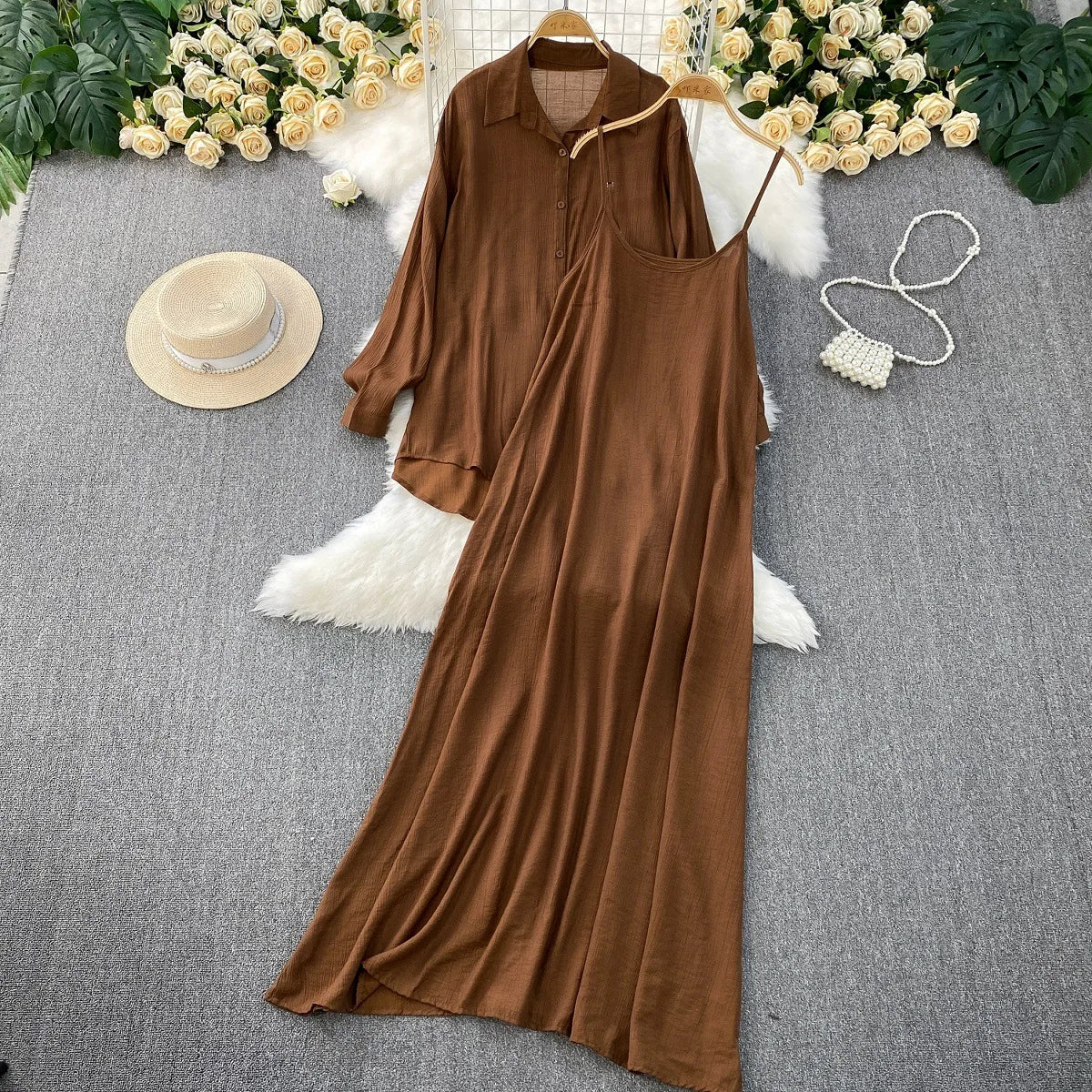 Robe chemise pour femmes musulmanes, ensemble deux pièces, costumes modestes solides, Ensemble musulman du Ramadan, Maroc, dubaï, Abayas, tenues islamiques Jalabiya