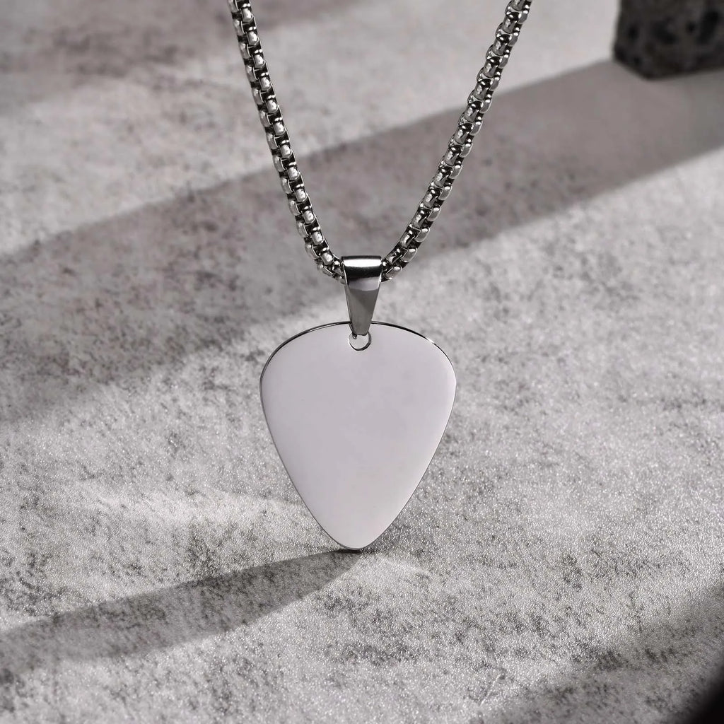 Vnox nouveau collier de médiator de guitare Unique pour hommes garçons, collier pendentif de médiators de guitare en acier inoxydable pour les amateurs de musique cadeaux bijoux