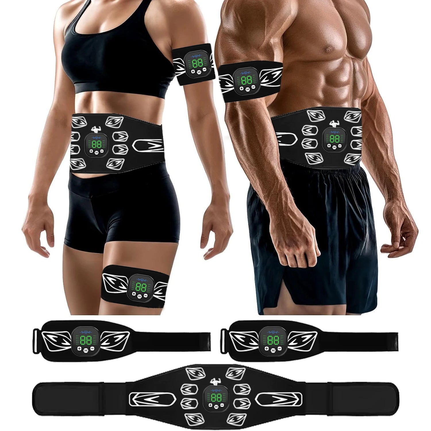 Stimulateur Musculaire EMS, Entraîneur Abdominal, Tonificateur Abdominal, Exercice pour les Bras, le Ventre et les Jambes, Masseur Corporel, Entraînement, Perte de Poids, Brûleur de Graisse, Gym à Domicile