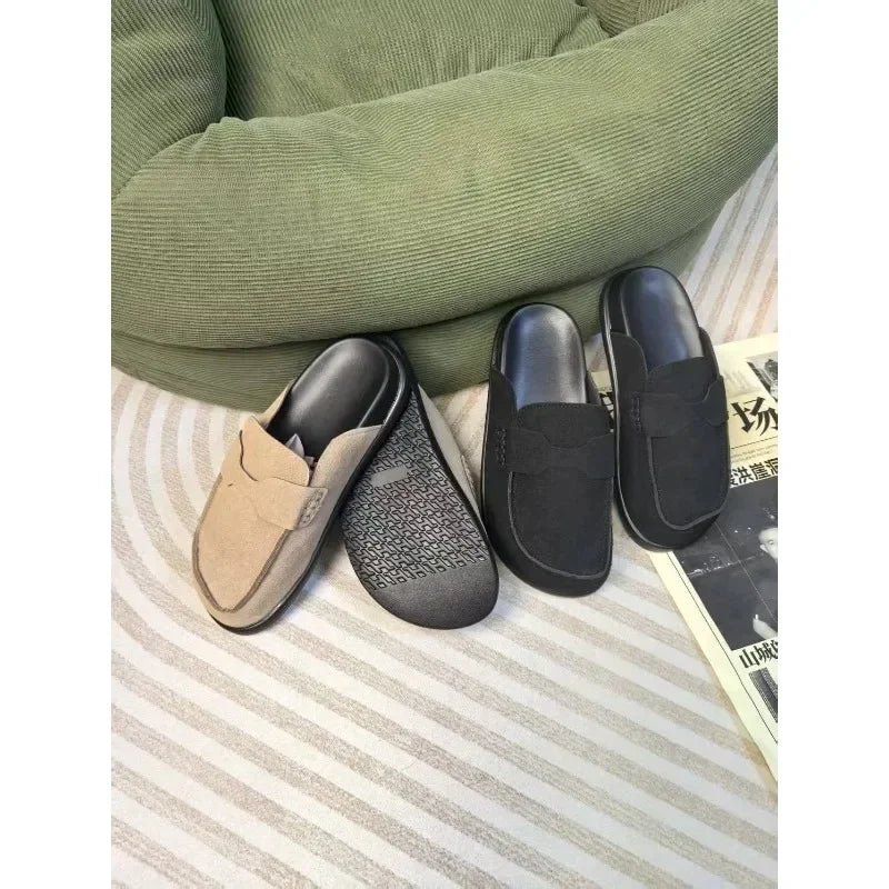 Sandales classiques en daim pour femmes, chaussures d'extérieur antidérapantes et tendance, avec soutien de la voûte plantaire