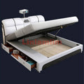 Linlamlim-Lit intelligent en cuir véritable, module multifonctionnel, UlOscar Camas hypothécaire ami, lit avec massage, budgétaire, supporter ficateur d'air, haut-parleur