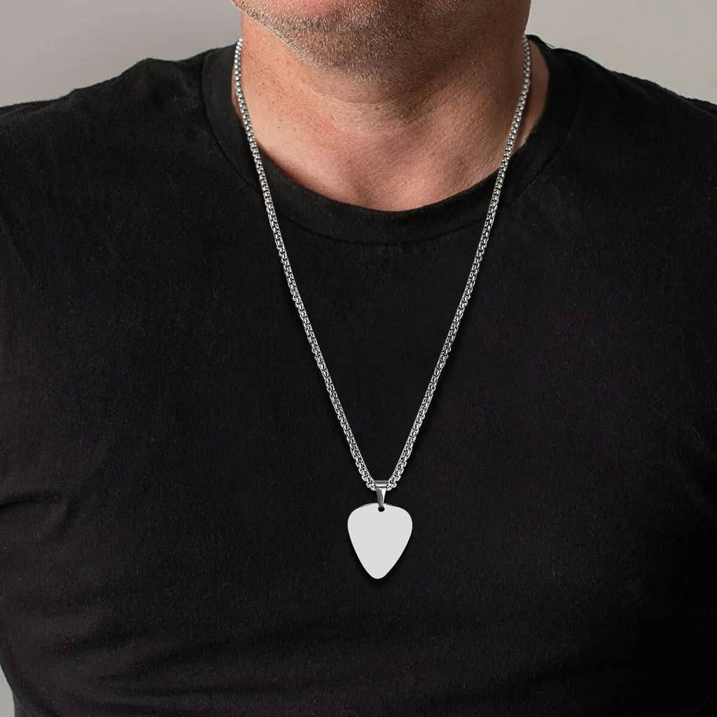 Vnox nouveau collier de médiator de guitare Unique pour hommes garçons, collier pendentif de médiators de guitare en acier inoxydable pour les amateurs de musique cadeaux bijoux