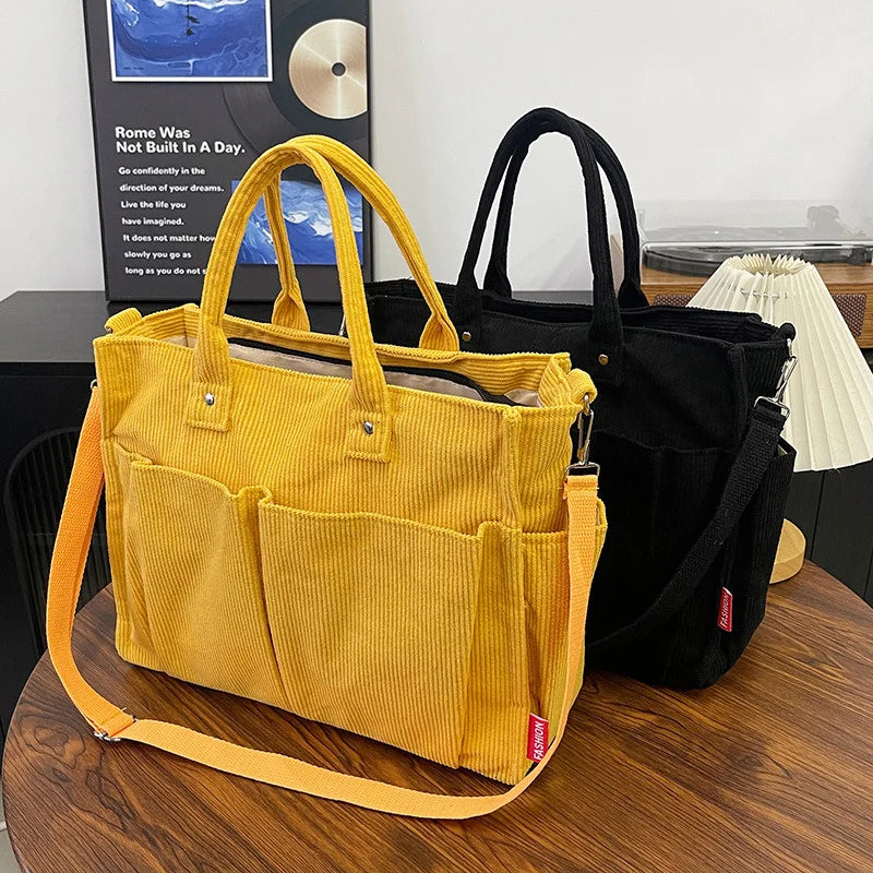 Sac fourre-tout en velours côtelé chaud, sac à bandoulière élégant et pratique, sac bandoulière décontracté et minimaliste