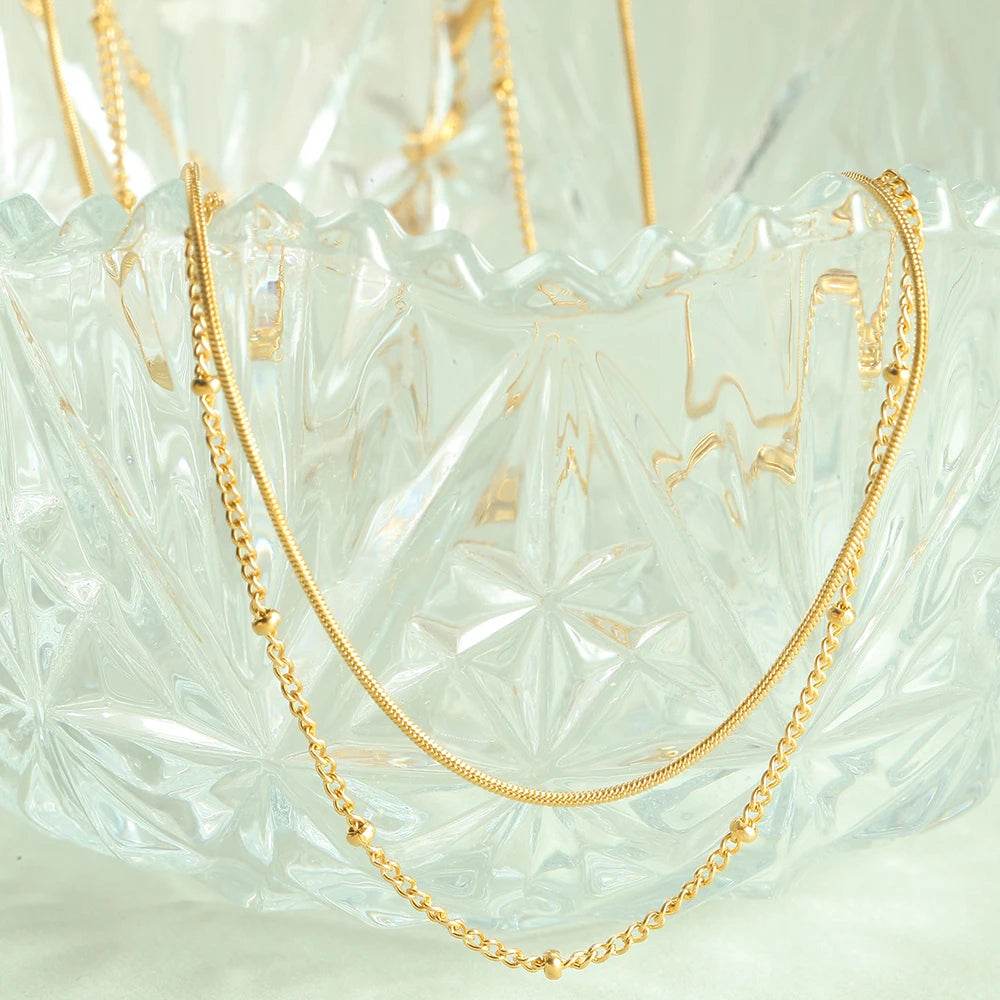 Nouveau 2025 acier inoxydable Double couche empilable chaîne collier femmes femme tour de cou bijoux collier pour les femmes