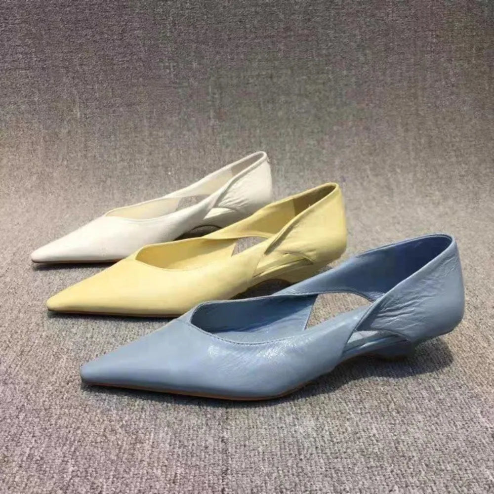 Chaussures d'été confortables pour femmes, mocassins bleus à talons bas, élégants, bout pointu, haute qualité, populaires pour jeunes, 2026