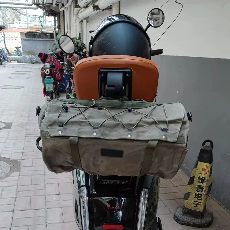 Sac de siège arrière de moto Vintage, sac arrière en toile, sac de voyage universel étanche