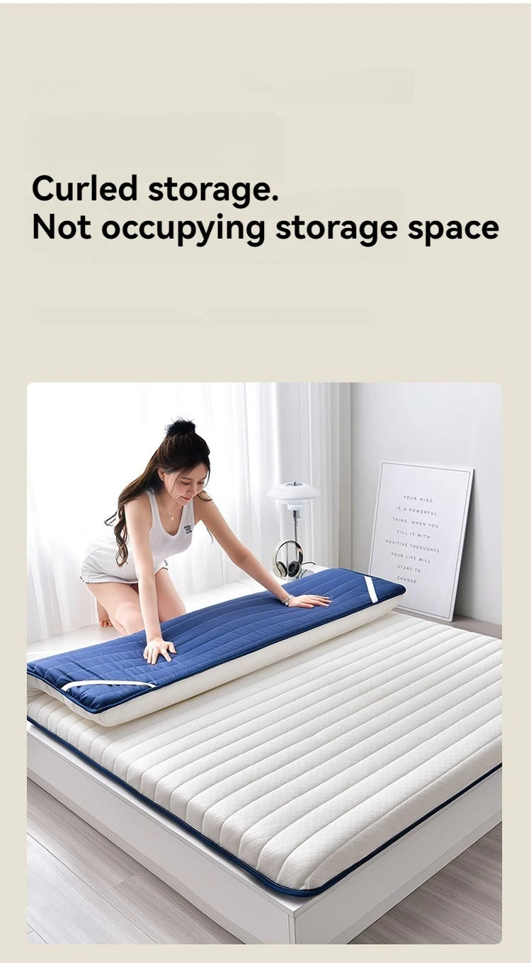 Coussin de matelas en latex, literie épaisse pour usage domestique, semelle pour usage simple ou double, coussin de matelas pliable en coton à mémoire de forme