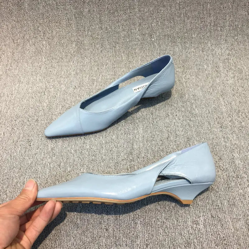 Mocassins à talons bas pour femmes, chaussures confortables, chaussures d'été, bleu, élégant, pointu, Parker, haute qualité, populaire, jeune, 2024