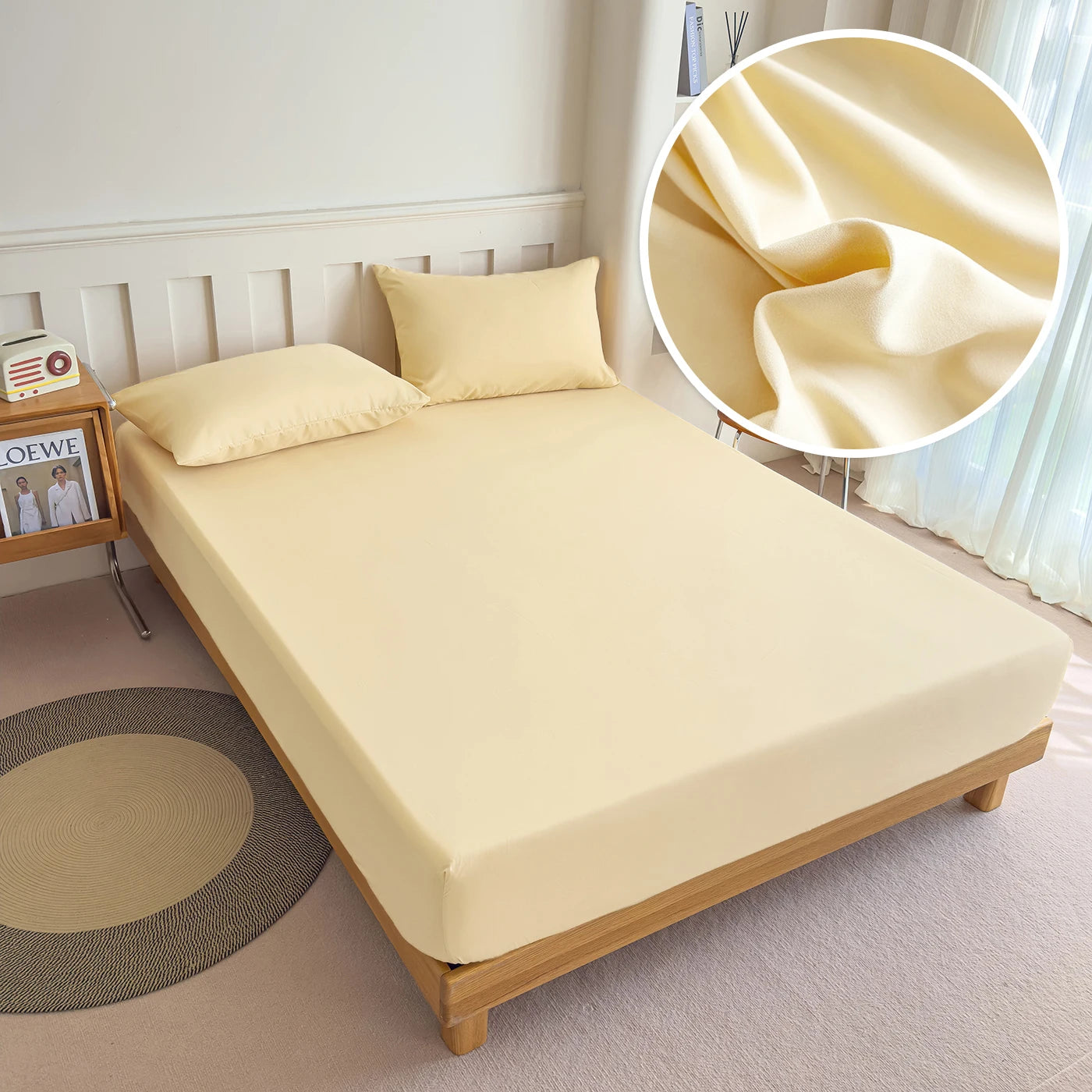 Drap-housse 90/120/150/180x200 avec bande élastique, couleur unie, protège-matelas pour lits simples, doubles et king size, 100% polyester