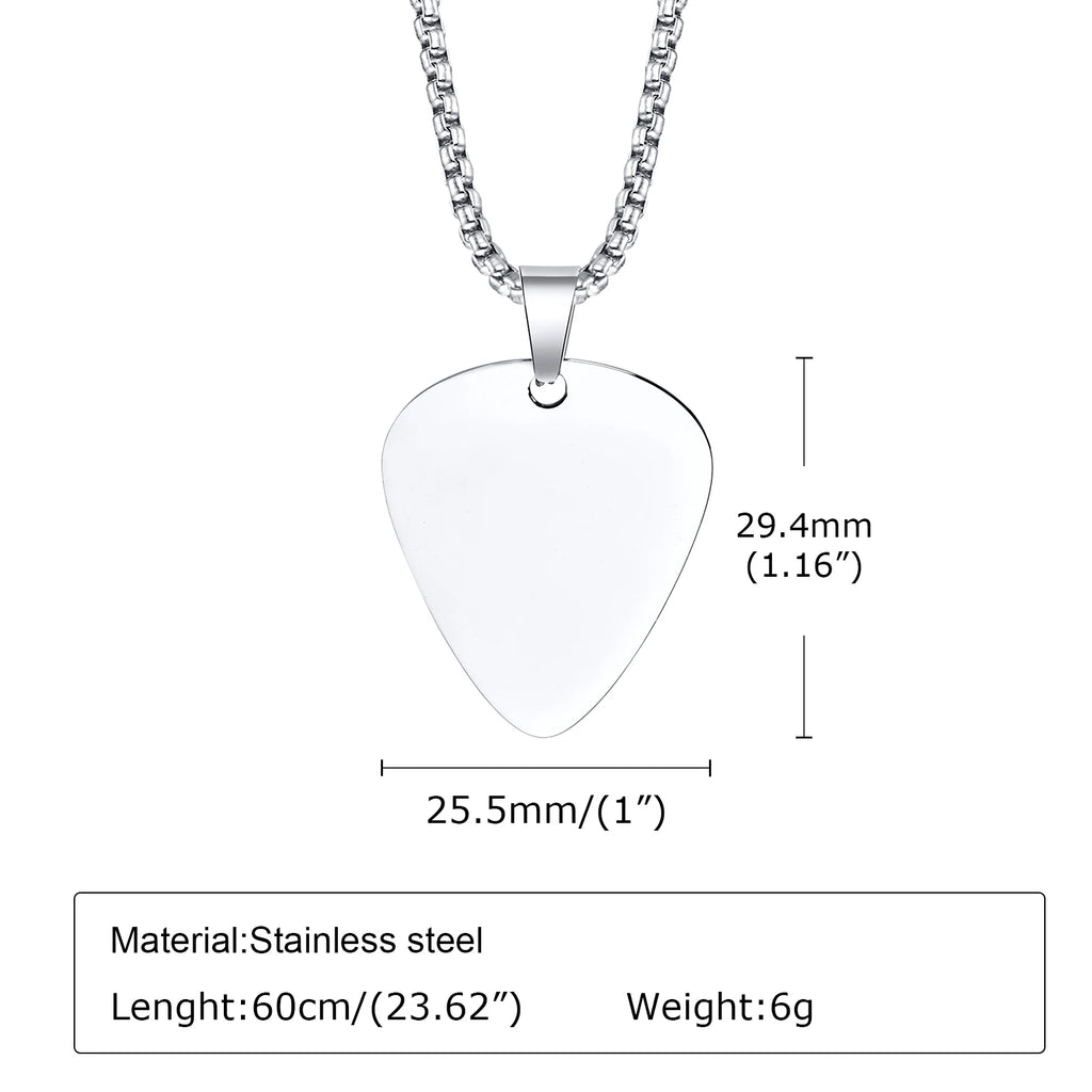 Vnox nouveau collier de médiator de guitare Unique pour hommes garçons, collier pendentif de médiators de guitare en acier inoxydable pour les amateurs de musique cadeaux bijoux