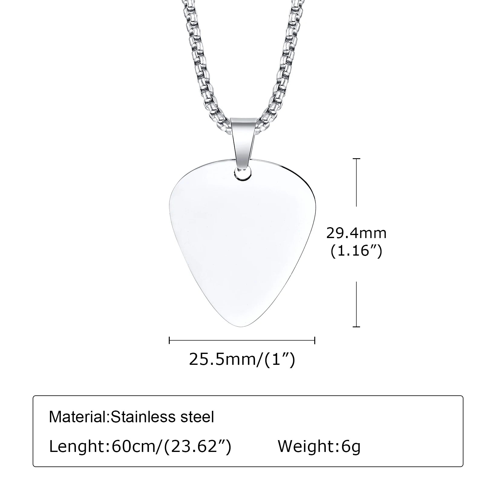 Vnox nouveau collier de médiator de guitare Unique pour hommes garçons, collier pendentif de médiators de guitare en acier inoxydable pour les amateurs de musique cadeaux bijoux