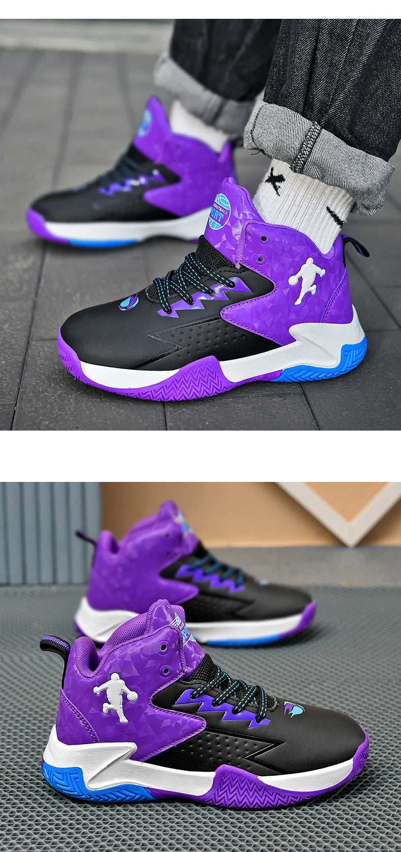 Chaussures de basket-ball classiques pour enfants, baskets antidérapantes d'extérieur pour garçons et filles, baskets décontractées à plateforme, chaussures de sport pour enfants