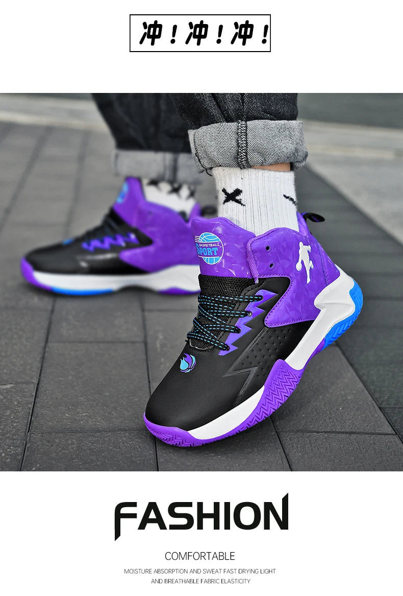 Chaussures de basket-ball classiques pour enfants, baskets antidérapantes d'extérieur pour garçons et filles, baskets décontractées à plateforme, chaussures de sport pour enfants