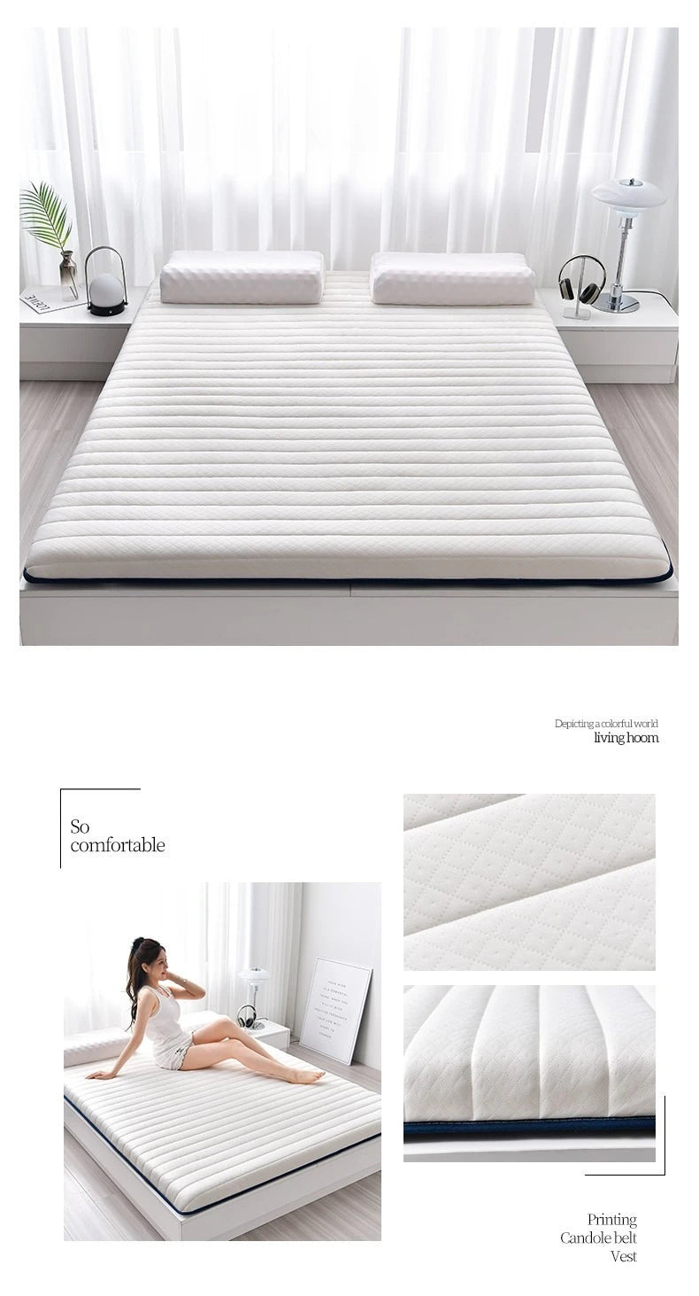 Coussin de matelas en latex, literie épaisse pour usage domestique, semelle pour usage simple ou double, coussin de matelas pliable en coton à mémoire de forme