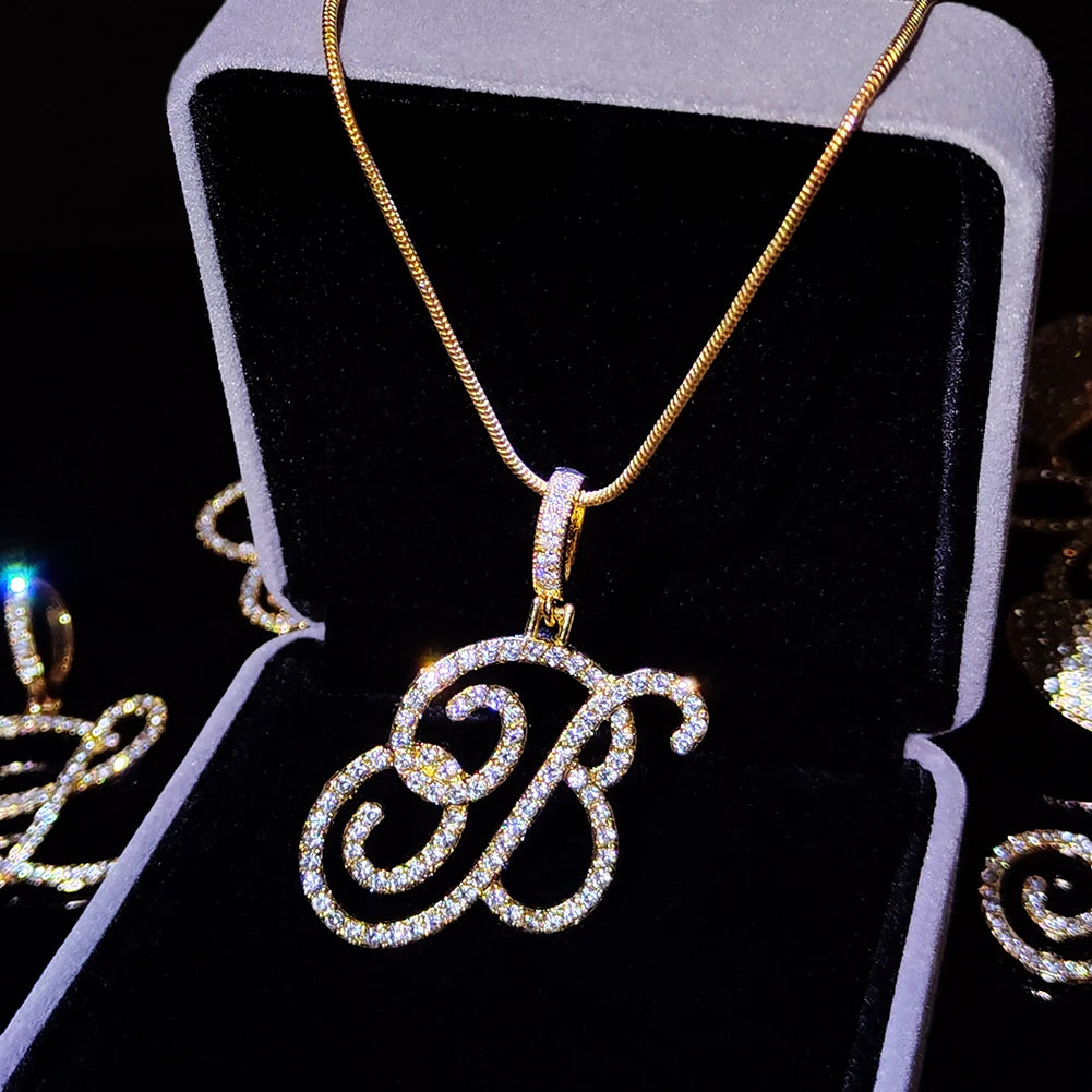 Flatfoosie nouveau A-Z Cursive lettre initiale nom pendentif collier pour femmes Simple corde chaîne lettre collier mode bijoux cadeau