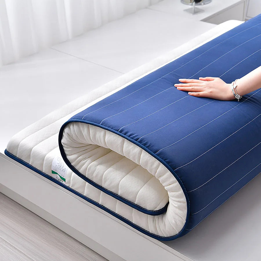 Coussin de matelas en latex, literie épaisse pour usage domestique, semelle pour usage simple ou double, coussin de matelas pliable en coton à mémoire de forme