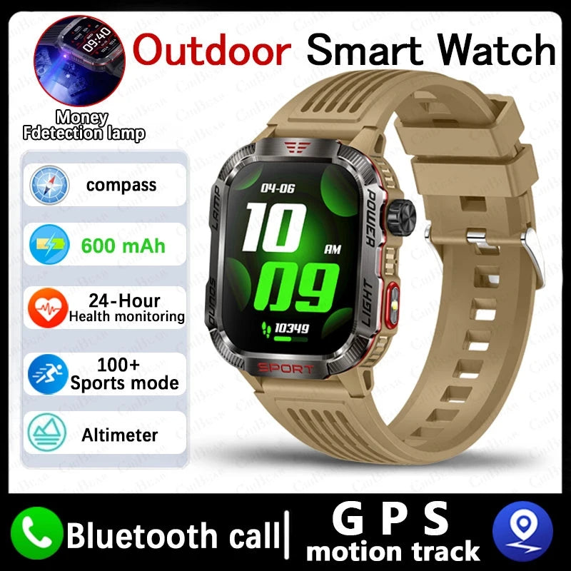 Nouveau militaire GPS montre intelligente hommes lampe de poche boussole étanche 600mAh batterie en plein air Sport Tracker Bluetooth appel Smartwatch