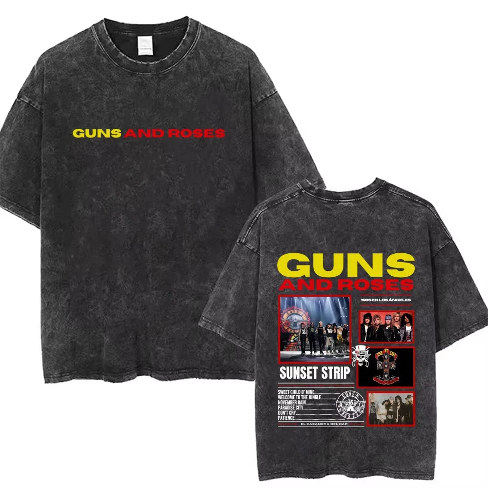 T-shirt graphique pour homme, nouvelle collection, style vintage délavé Guns N' Roses Slash 85