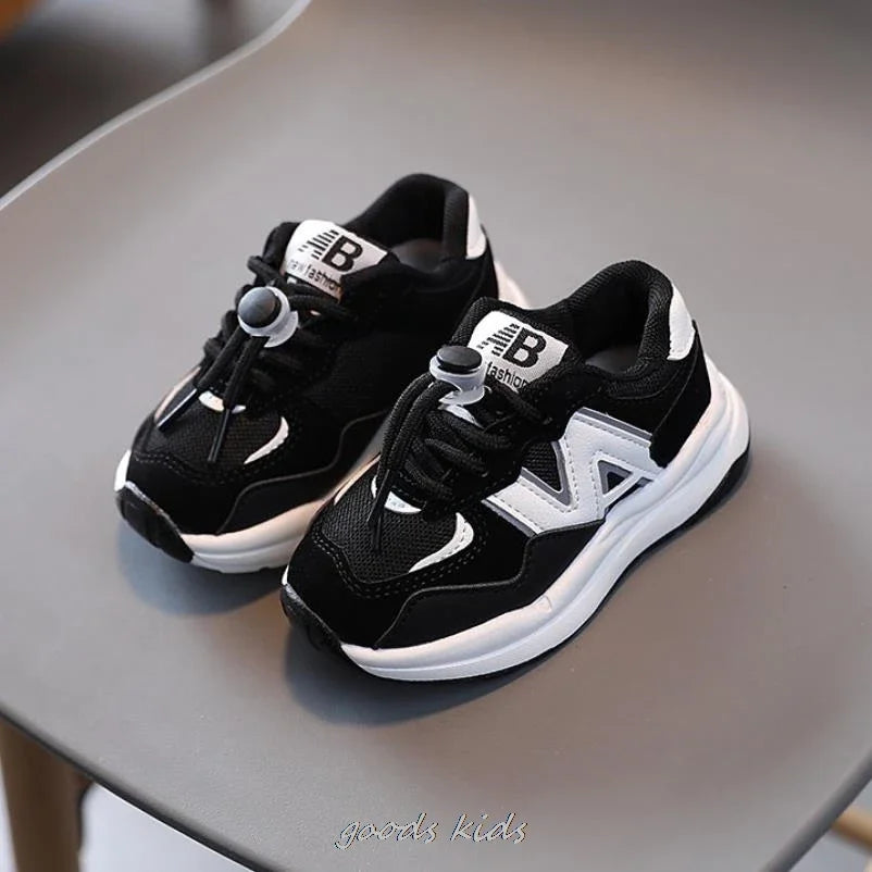 Baskets coordonnantes en cuir non ald pour enfants, chaussures de course, baskets, garçons, filles, enfants, nouveau panier