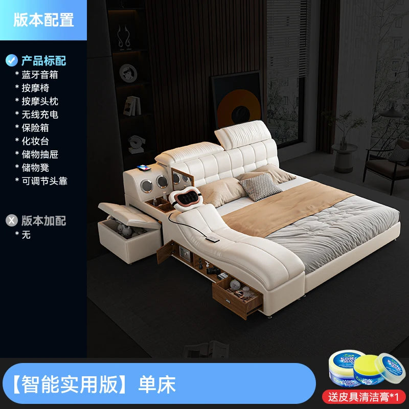 Tête De lit De luxe rembourrée en cuir Massage lit De rangement minimaliste moderne Tatami Camas De Matrimonio dortoir meubles