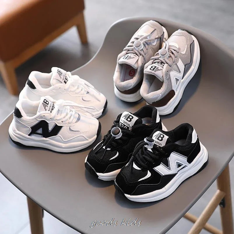 Baskets coordonnantes en cuir non ald pour enfants, chaussures de course, baskets, garçons, filles, enfants, nouveau panier