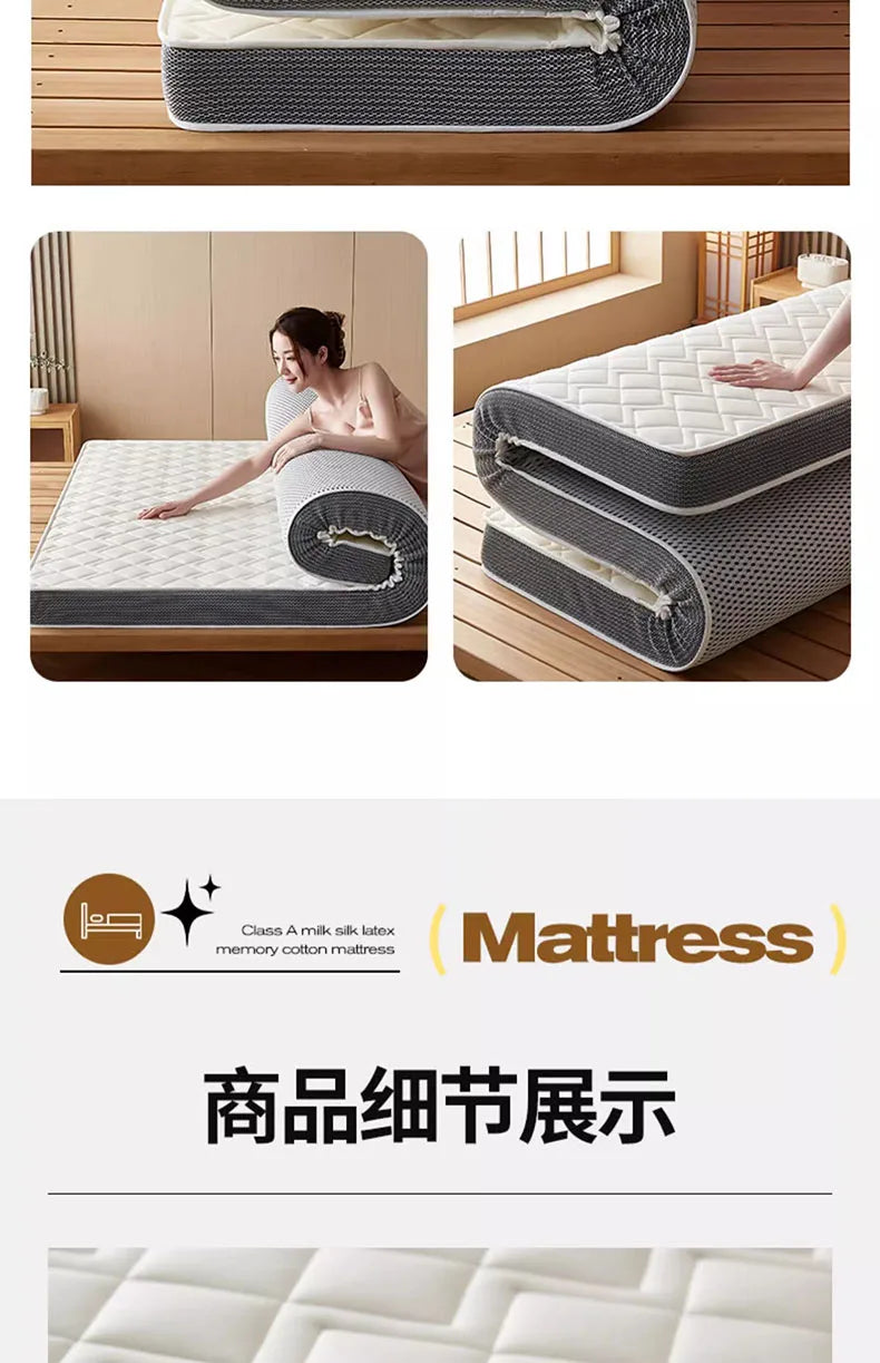 Matelas en latex naturel pour la maison, chambre à coucher, tatami, coussin en coton à mémoire de forme, rembourré, pour location, dortoir d'étudiant, épaissi