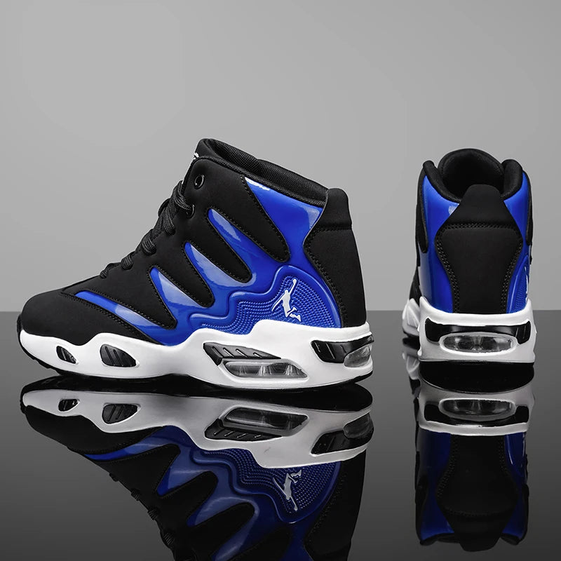 Chaussures de basket-ball montantes pour hommes, robustes et stables, baskets d'entraînement à lacets, unisexe, adaptées à la course, au sport, au basketball et à la marche. Cadeau idéal pour les hommes, léger, confort