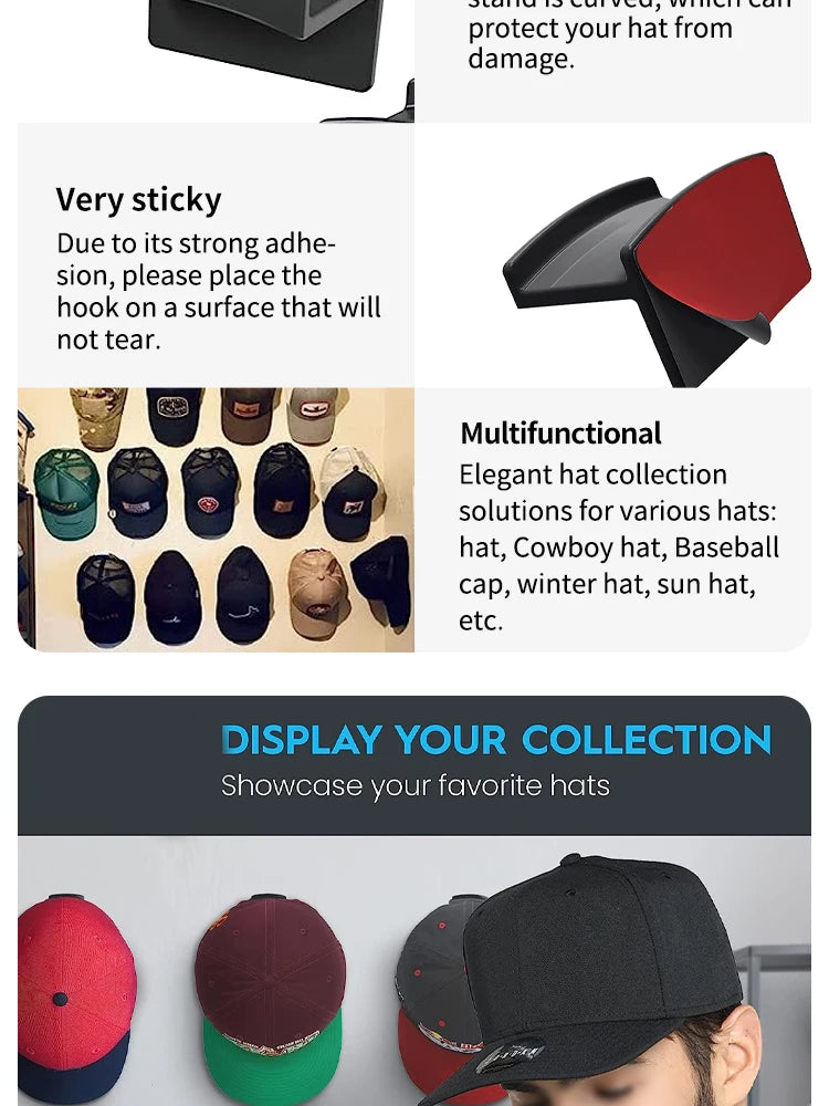 Crochet de chapeau de baseball sans lueur, chapeau de conception minimaliste, rangement de collier d'écouteur simple, noir, T1, nouveau, 5 pièces, 10 pièces
