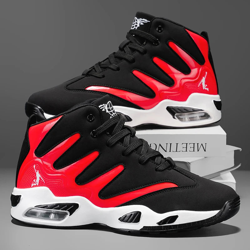 Chaussures de basket-ball montantes pour hommes, robustes et stables, baskets d'entraînement à lacets, unisexe, adaptées à la course, au sport, au basketball et à la marche. Cadeau idéal pour les hommes, léger, confort