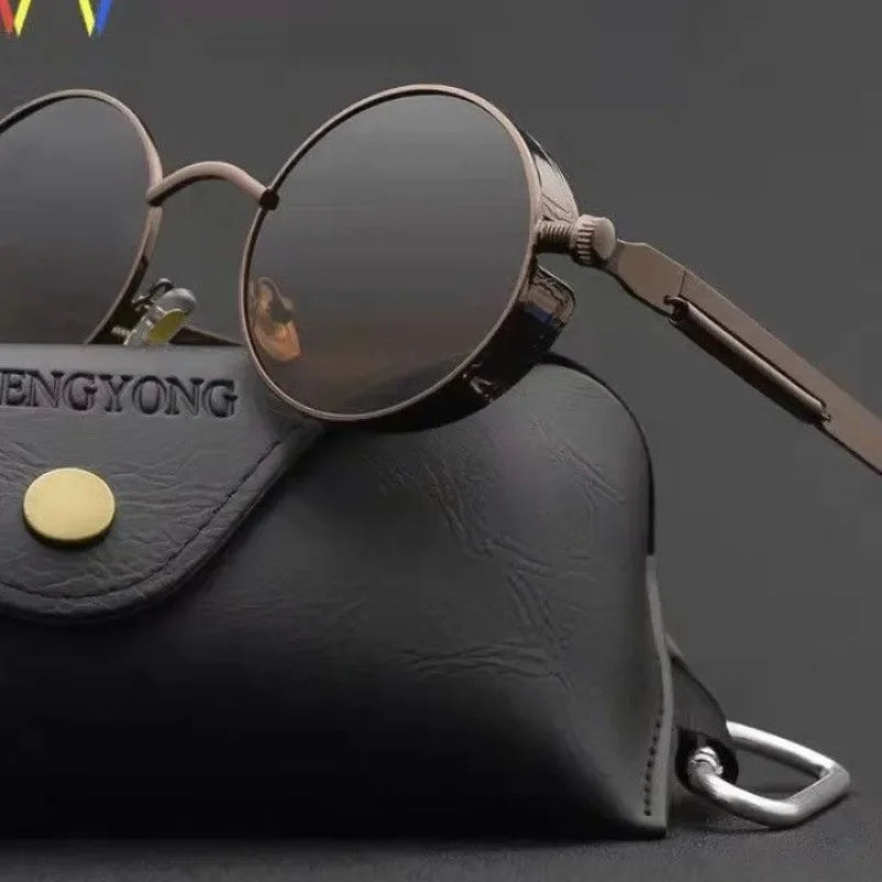 Lunettes de soleil rondes steampunk classiques pour hommes et femmes, lunettes de soleil gothiques rétro pour hommes, mode punk, fête, conduite