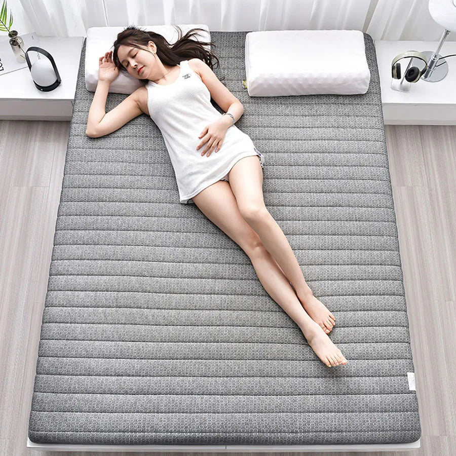 Coussin de matelas en latex, literie épaisse pour usage domestique, semelle pour usage simple ou double, coussin de matelas pliable en coton à mémoire de forme