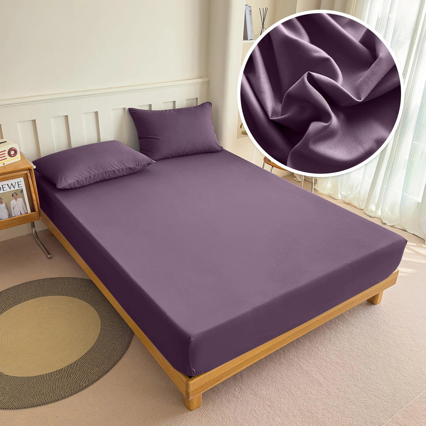 Drap-housse 90/120/150/180x200 avec bande élastique, couleur unie, protège-matelas pour lits simples, doubles et king size, 100% polyester