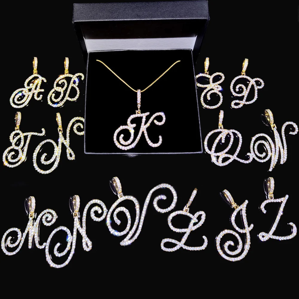 Flatfoosie nouveau A-Z Cursive lettre initiale nom pendentif collier pour femmes Simple corde chaîne lettre collier mode bijoux cadeau