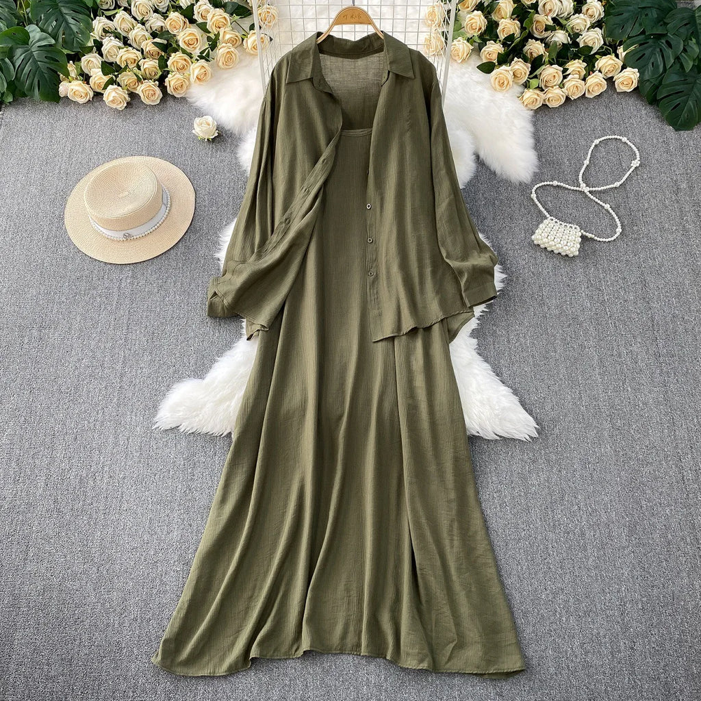 Robe chemise pour femmes musulmanes, ensemble deux pièces, costumes modestes solides, Ensemble musulman du Ramadan, Maroc, dubaï, Abayas, tenues islamiques Jalabiya