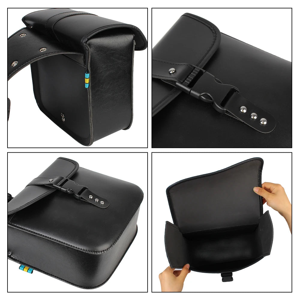 Sac à outils de rangement pour moto, valise à bagages arrière pour moteur, bagage latéral, sac de selle, sac de réservoir de voyage pour moto, cuir PU