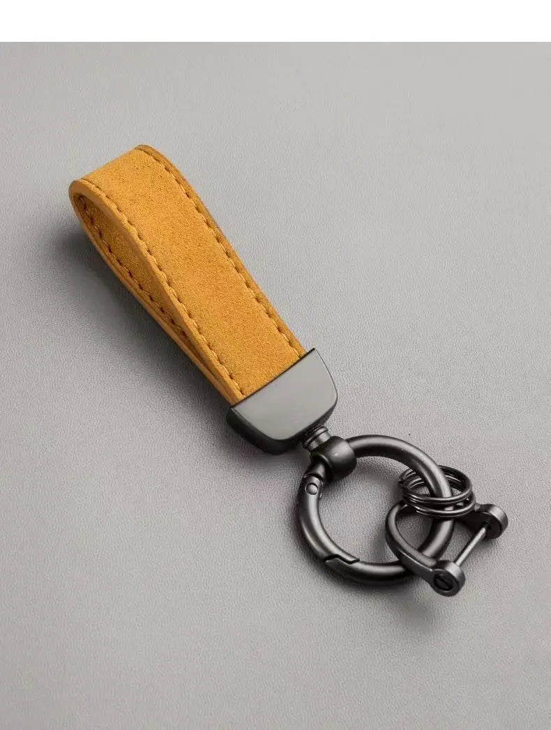 Porte-clés en daim de couleur unie, corde tissée, pendentif de clé de voiture haut de gamme à la mode et créatif, anneau de chaîne pour hommes et femmes, Couple