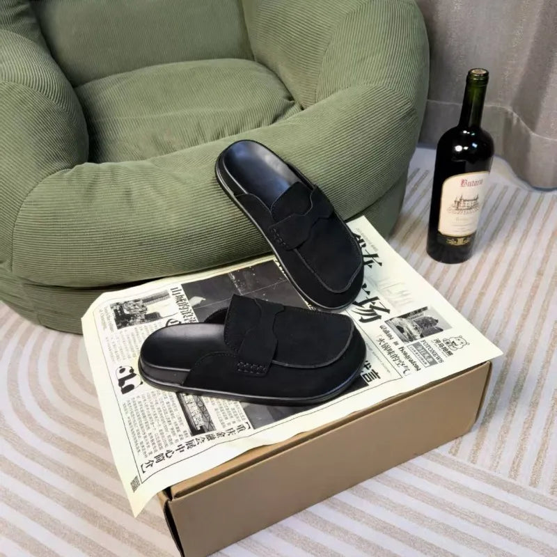 Sandales classiques en daim pour femmes, chaussures d'extérieur antidérapantes et tendance, avec soutien de la voûte plantaire