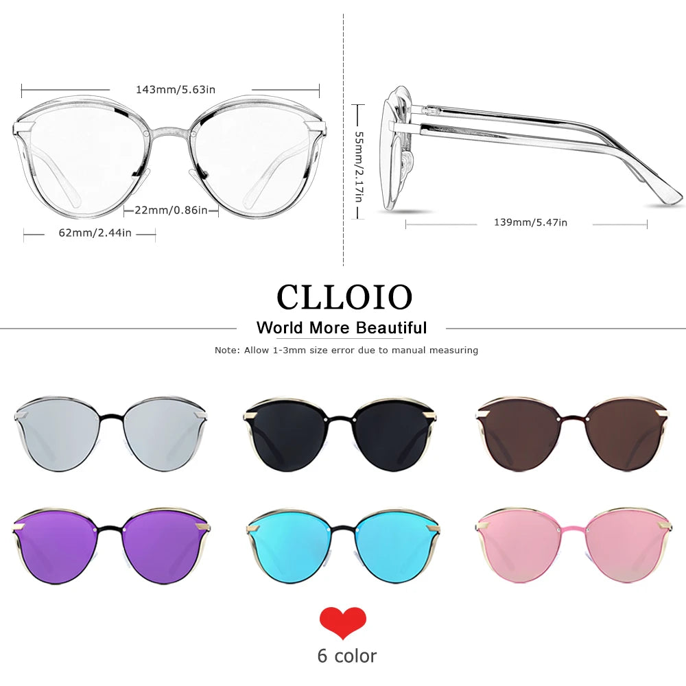 CLLOIO-Lunettes de soleil polarisées œil de chat pour femmes, verres de conduite, de luxe, classiques, rondes, à la mode