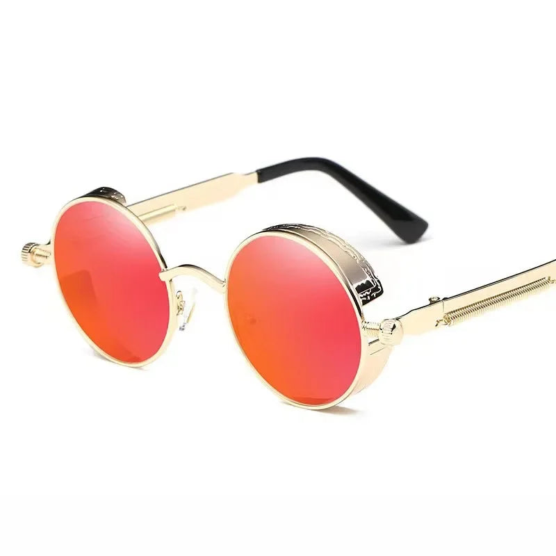 Lunettes de soleil rondes steampunk classiques pour hommes et femmes, lunettes de soleil gothiques rétro pour hommes, mode punk, fête, conduite