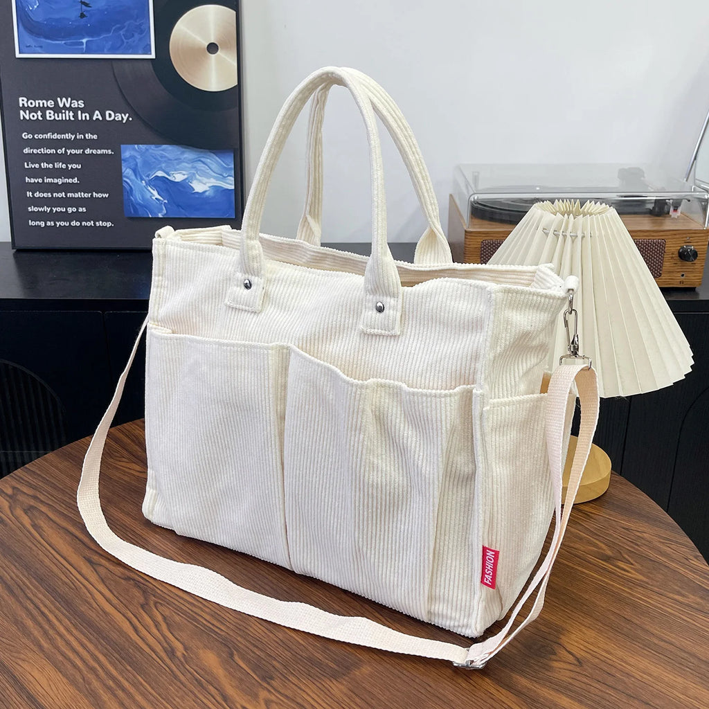Sac fourre-tout en velours côtelé chaud, sac à bandoulière élégant et pratique, sac bandoulière décontracté et minimaliste