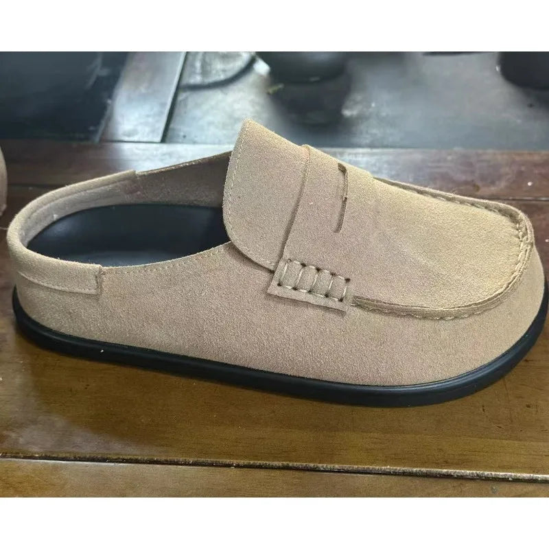 Sandales classiques en daim pour femmes, chaussures d'extérieur antidérapantes et tendance, avec soutien de la voûte plantaire