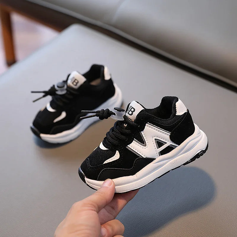Baskets coordonnantes en cuir non ald pour enfants, chaussures de course, baskets, garçons, filles, enfants, nouveau panier
