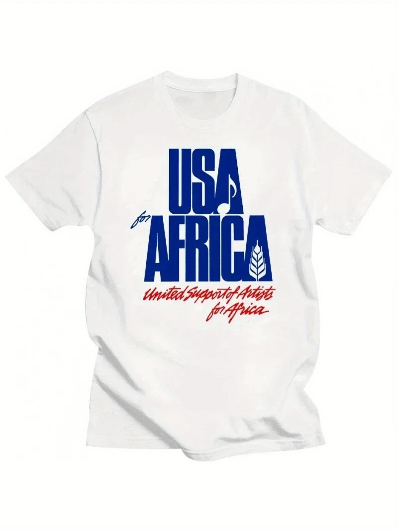 T-shirt pour homme - We Are the World Anniversary Edition, T-shirt au design d'artistes collaborateurs américains et africains, coupe classique