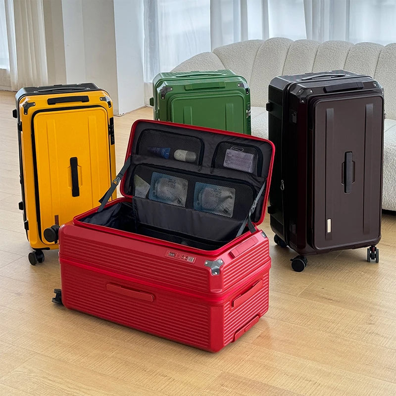 Valise de voyage extensible grande taille 32/34 pouces, ouverture latérale, grand compartiment profond, bagage à cinq roues, valise de voyage épaissie