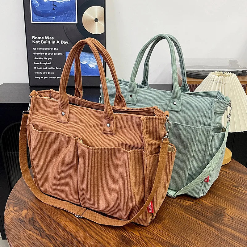 Sac fourre-tout en velours côtelé chaud, sac à bandoulière élégant et pratique, sac bandoulière décontracté et minimaliste